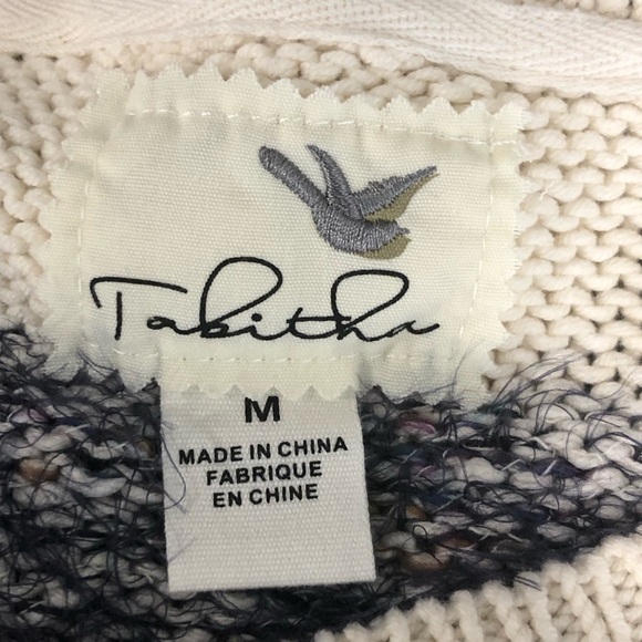 Anthropologie Tabitha cream and navy, striped knit, eyelash sweater - Picture 3 of 12